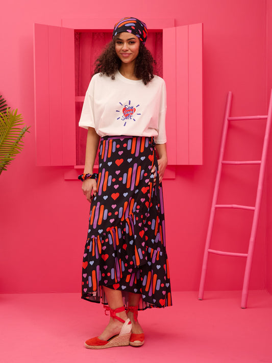 Ivy Wrap Skirt Vis Black Game Hearts Δετή Φούστα Με Βολάν Petit Boutik