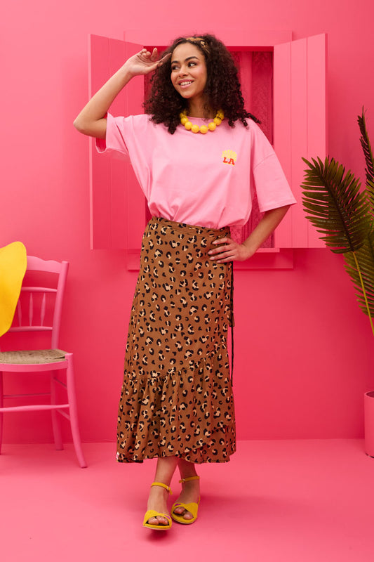 Ivy Wrap Skirt Vis Leopar Animal Print Δετή Φούστα Με Βολάν Petit Boutik