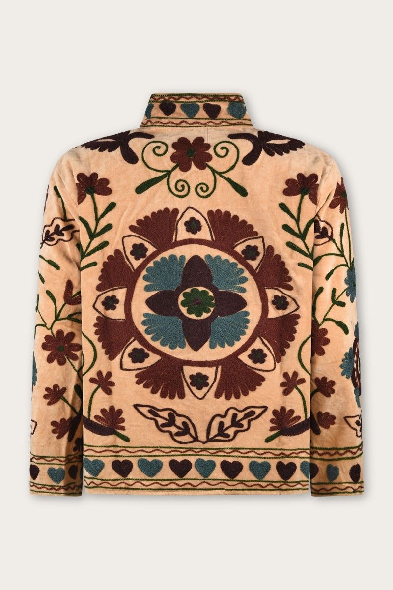 Embroidery Jacket – Sand with Heart and Floral Suzani Embroidery