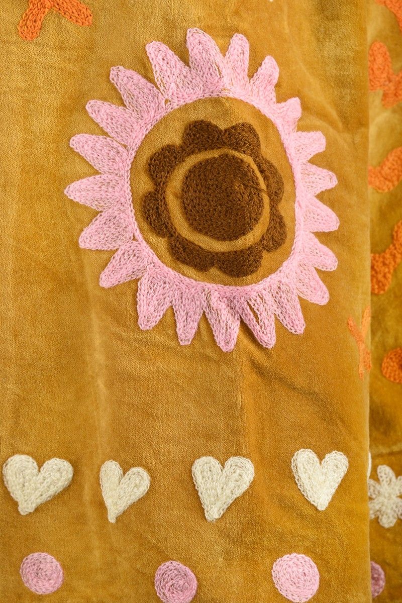 Embroidery Jacket – Golden Yellow with Playful Symbolic Embroidery