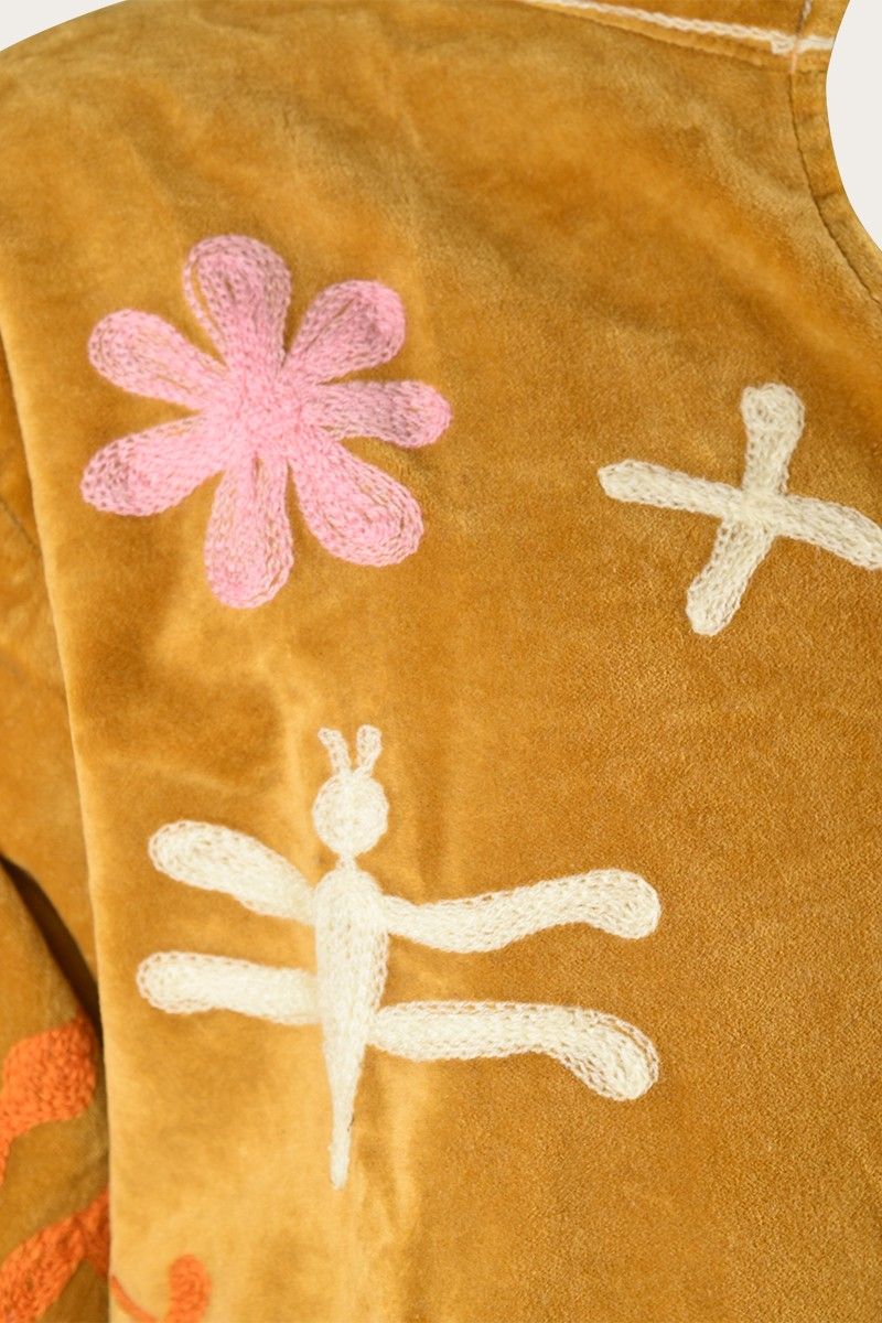 Embroidery Jacket – Golden Yellow with Playful Symbolic Embroidery