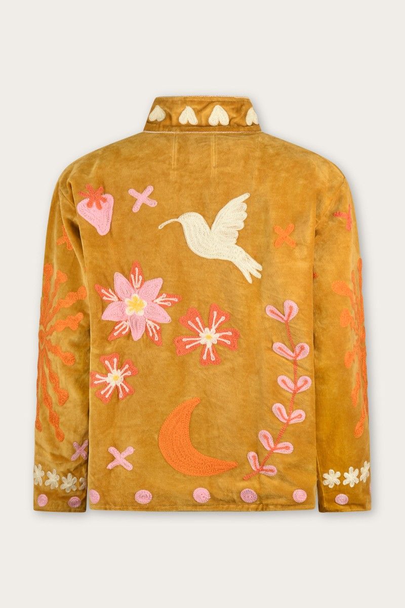 Embroidery Jacket – Golden Yellow with Playful Symbolic Embroidery