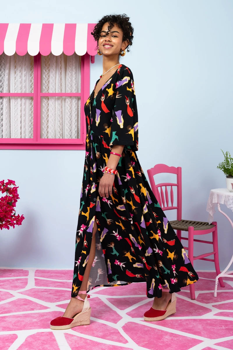Kate Shirt Dress Vis Black Dancing Girls Σεμιζιέ Φόρεμα Με Τσέπες Petit Boutik