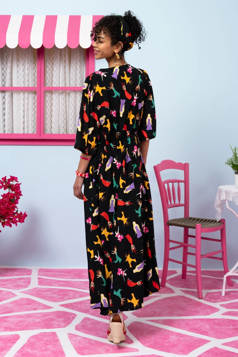 Kate Shirt Dress Vis Black Dancing Girls Σεμιζιέ Φόρεμα Με Τσέπες Petit Boutik