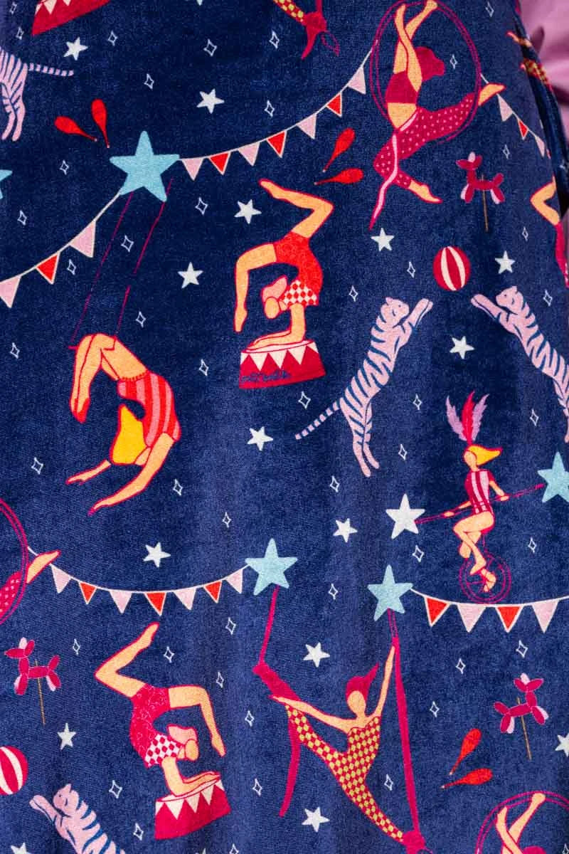 Klara Wrap Skirt Blue Circus Βελούδινη Δετή Φούστα Petit Boutik