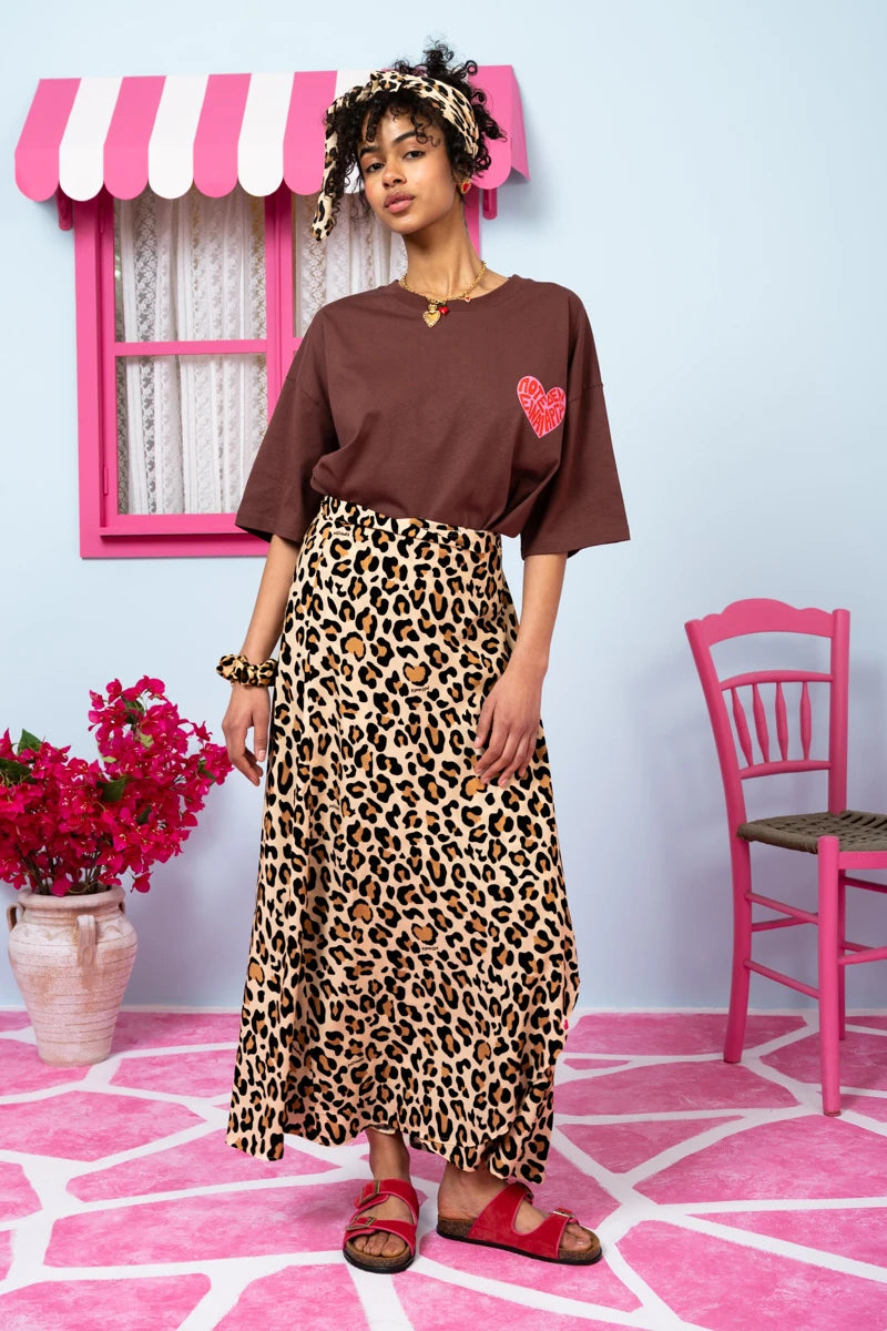 Klara Wrap Skirt Vis Leopar Sand Δετή Φούστα Petit Boutik
