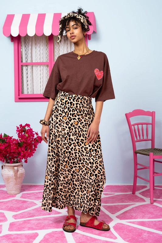 Klara Wrap Skirt Vis Leopar Sand Δετή Φούστα Petit Boutik
