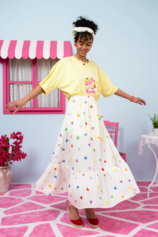 Marea Skirt Vis Cream Hearts Rainbow Color Φούστα Petit Boutik