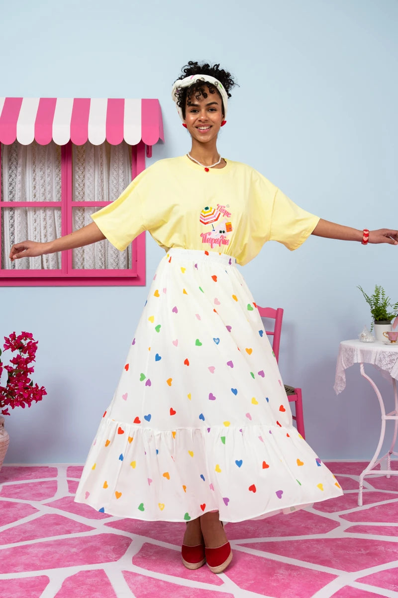 Marea Skirt Vis Cream Hearts Rainbow Color Φούστα Petit Boutik