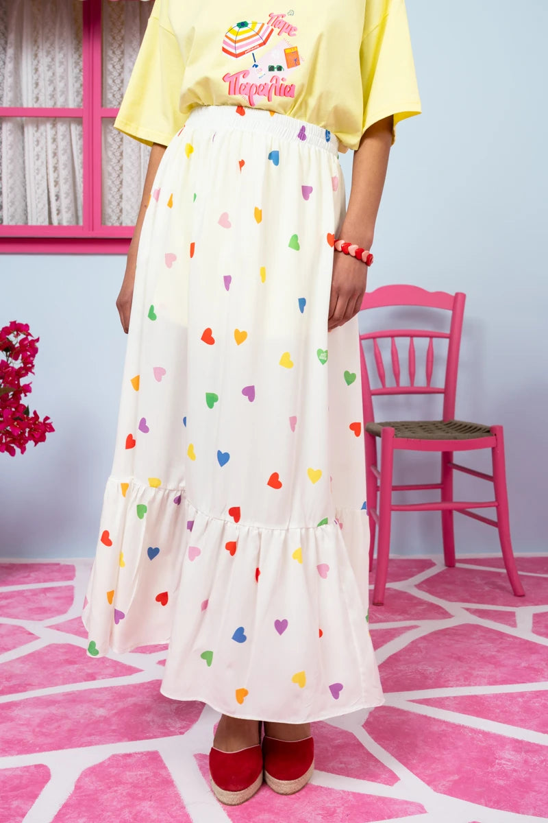 Marea Skirt Vis Cream Hearts Rainbow Color Φούστα Petit Boutik
