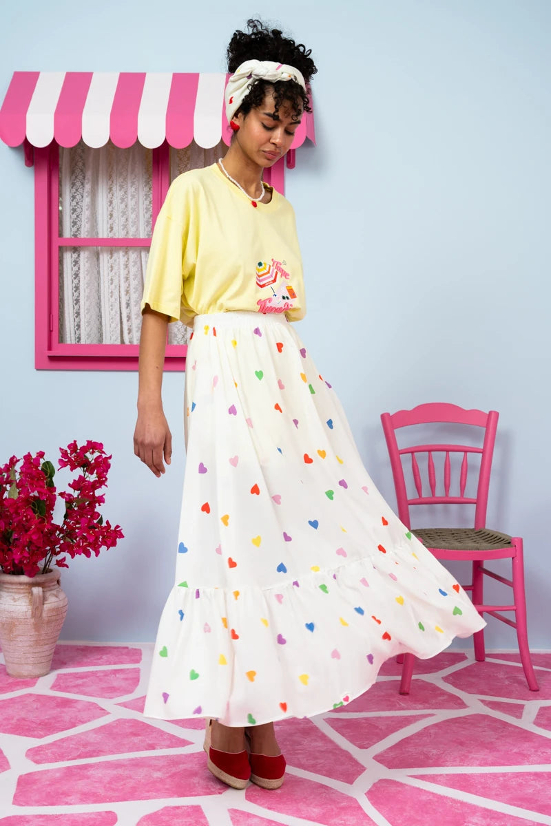 Marea Skirt Vis Cream Hearts Rainbow Color Φούστα Petit Boutik