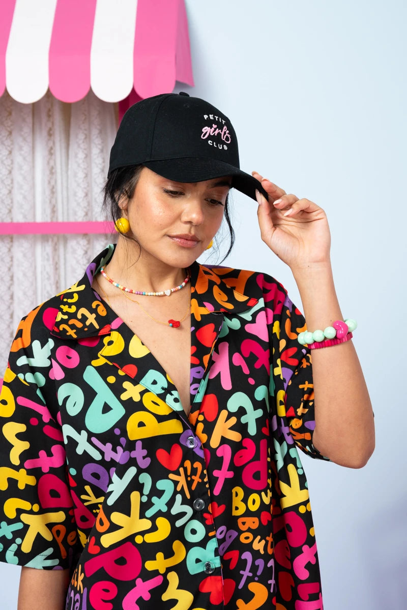 Maya Shirt Black Multi Petit Letters Πουκάμισο Petit Boutik