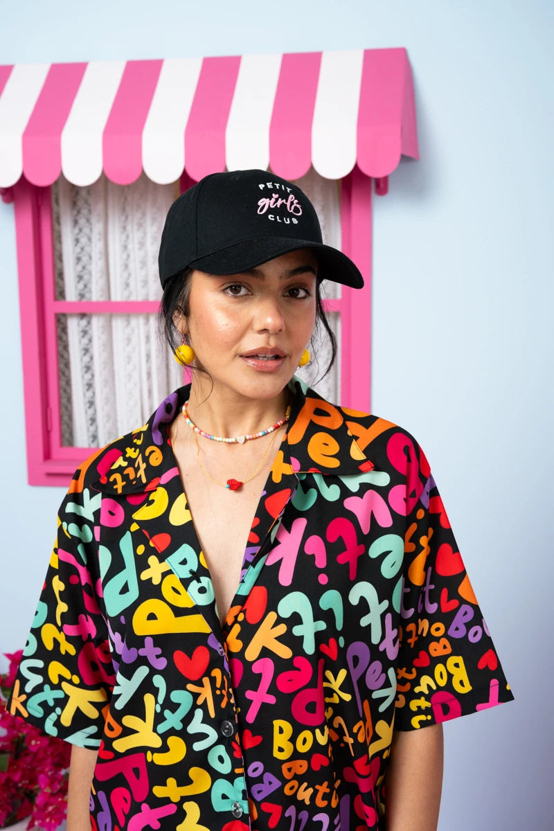 Maya Shirt Black Multi Petit Letters Πουκάμισο Petit Boutik
