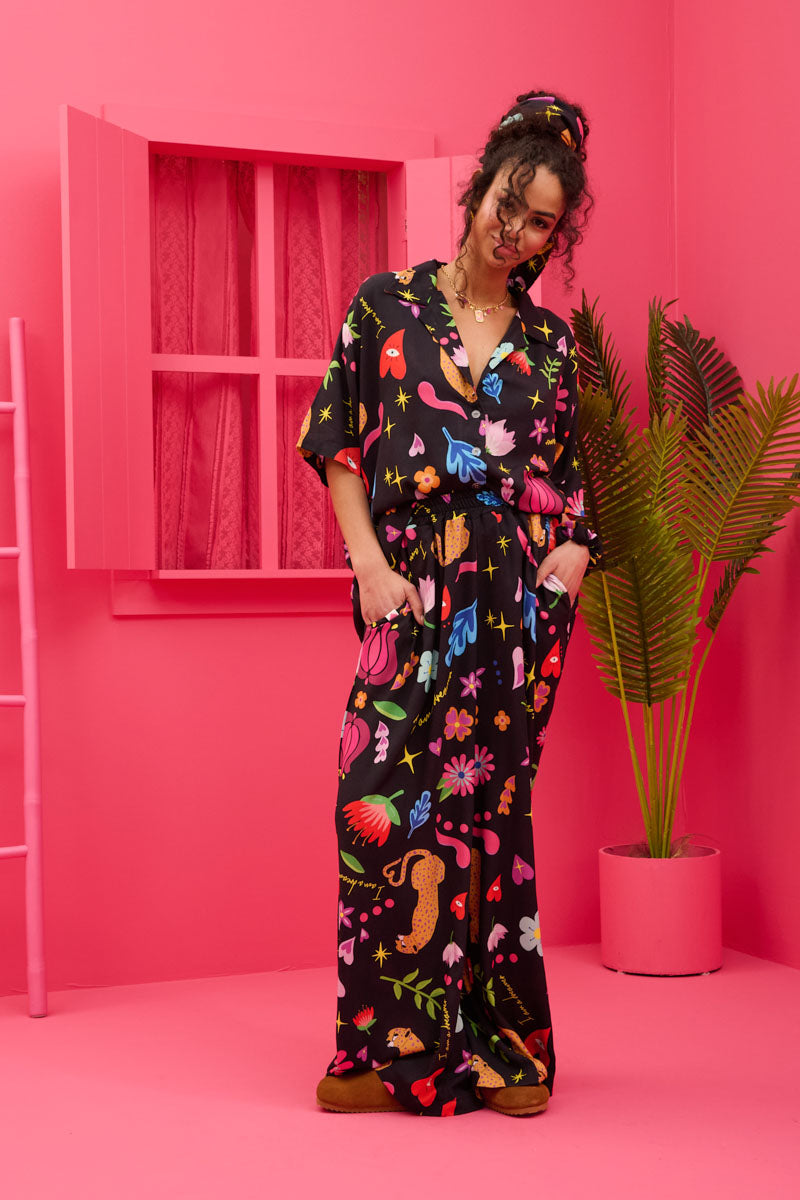 Maya Shirt Vis Black Mexican Leopard Oversized Πουκάμισο Petit Boutik