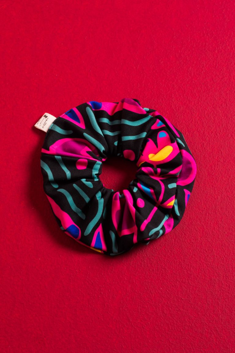 Pink Flowers Abstact Scrunchie XXLarge Σούρα Μαλλιών Petit Boutik