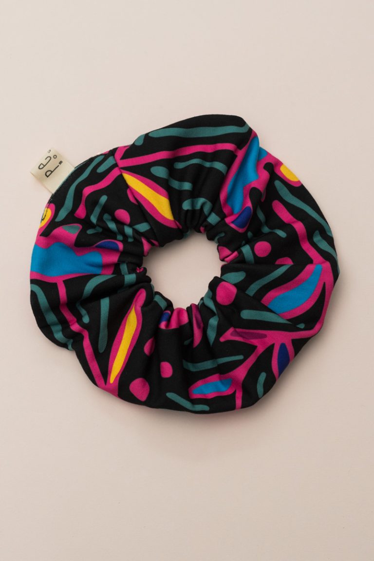 Pink Flowers Abstact Scrunchie XXLarge Σούρα Μαλλιών Petit Boutik