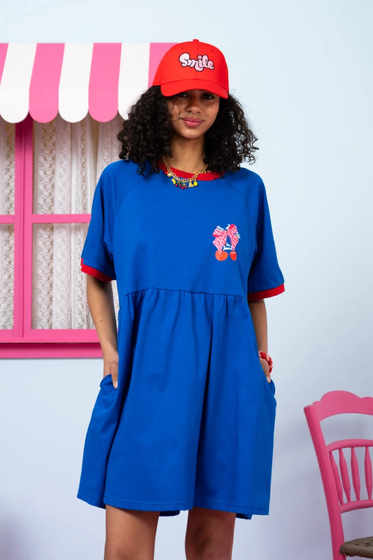 Robin Reglan T-shirt Short Dress Μπλε “May Your Life Be Sweet” Κοντομάνικο Φόρεμα Petit Boutik