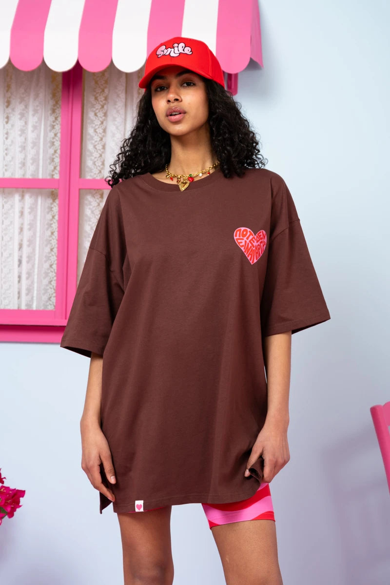 T-shirt Blouse Brown “Ποτέ Δεν Είναι Αργά” Κοντομάνικο Μπλουζάκι Petit Boutik
