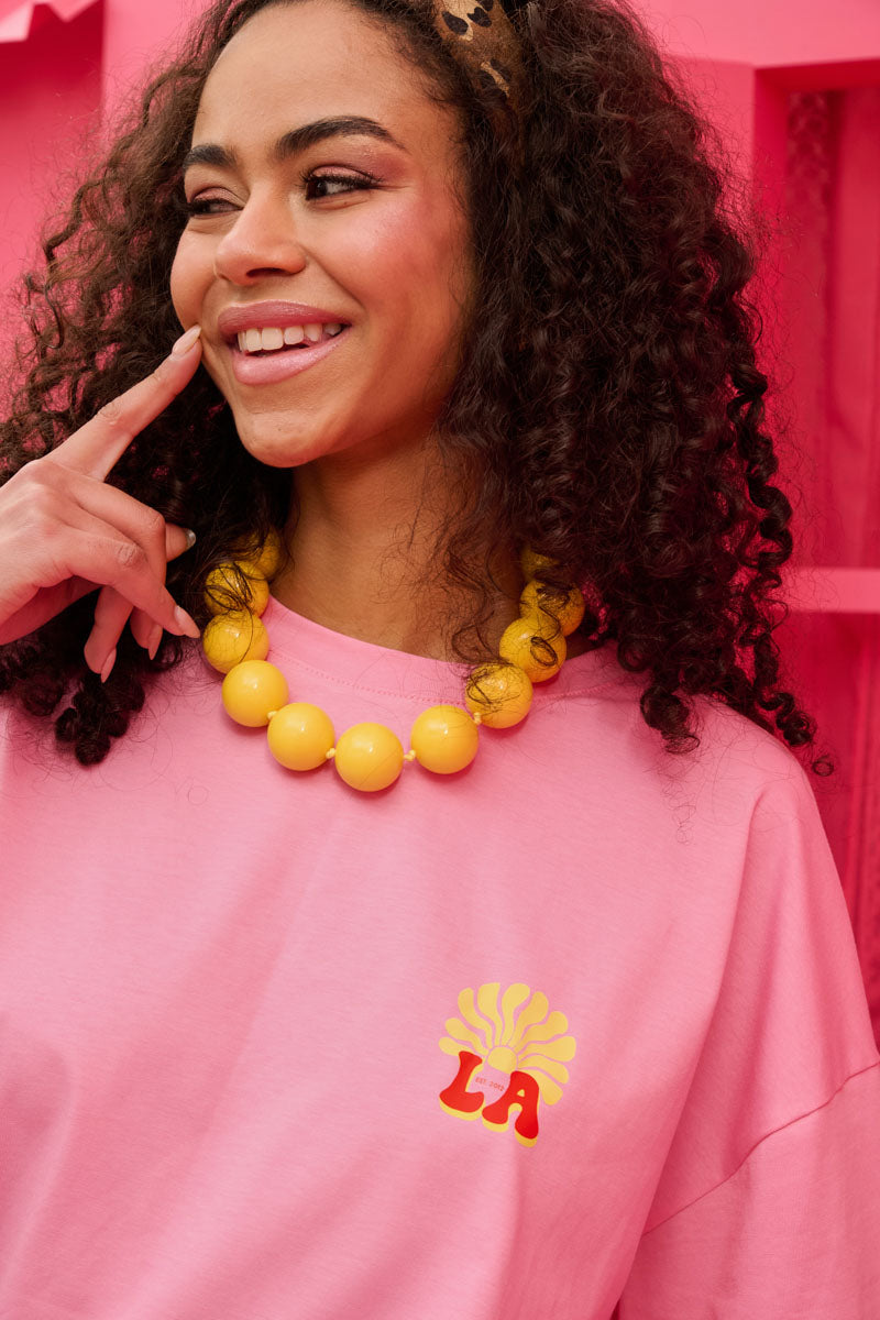 T-shirt Blouse “LA” Ροζ Κοντομάνικο Μπλουζάκι Petit Boutik