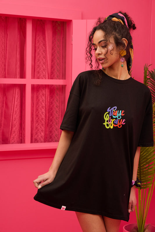 T-shirt Blouse “Πάμε Φύγαμε” Μαύρο Κοντομάνικο Μπλουζάκι Petit Boutik