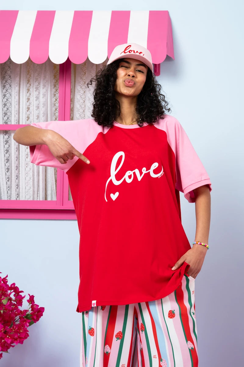 T-shirt Reglan Blouse Red Pink “Love” Κοντομάνικο Μπλουζάκι Petit Boutik