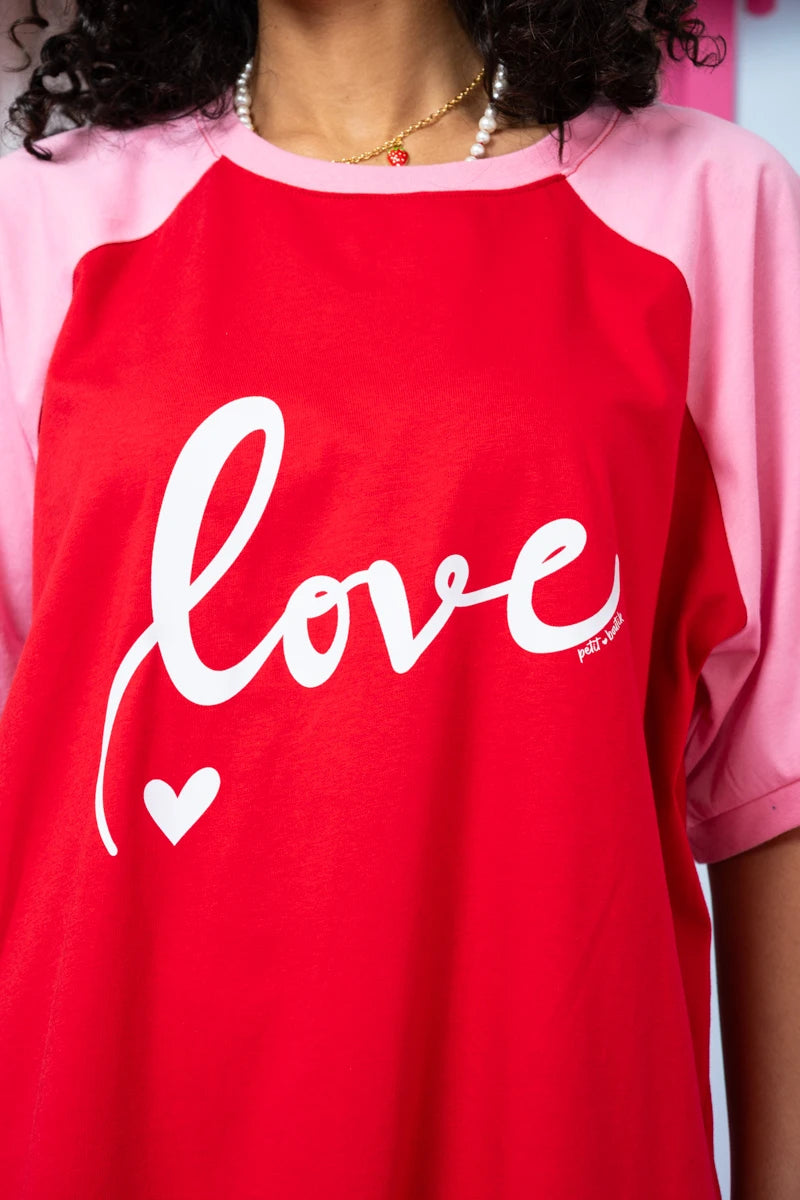 T-shirt Reglan Blouse Red Pink “Love” Κοντομάνικο Μπλουζάκι Petit Boutik