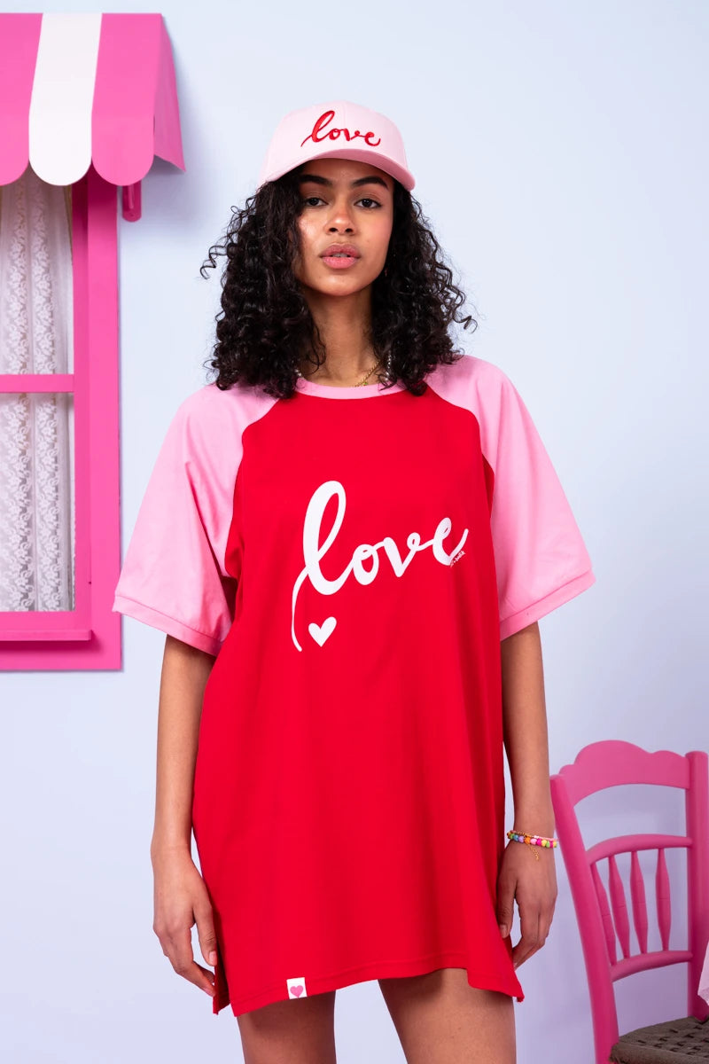 T-shirt Reglan Blouse Red Pink “Love” Κοντομάνικο Μπλουζάκι Petit Boutik