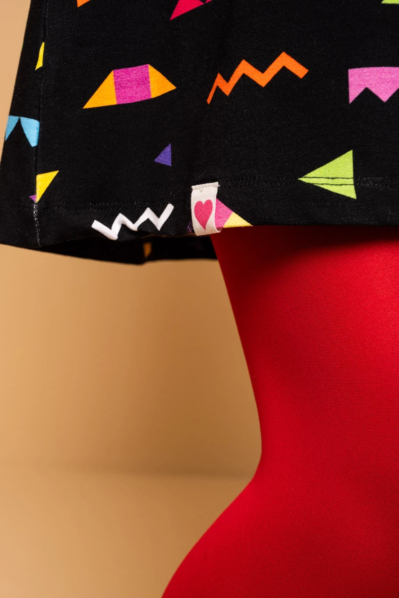 Tokyo Dress Black Geometrical Abstract A-Line Φόρεμα με Τσέπες Petit Boutik