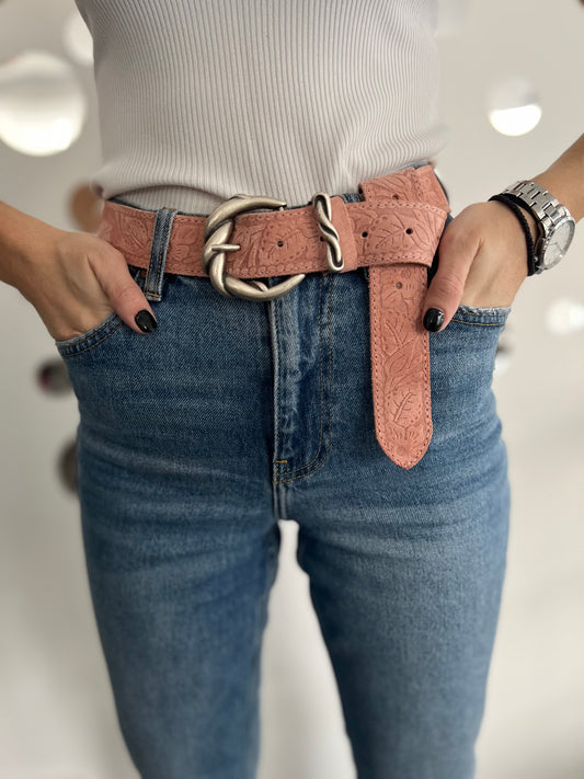 Pink Castor Leather Belt